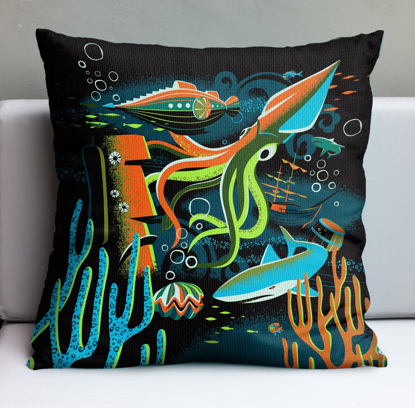 Jeff Granito's '20,000 Fears Under the Sea' Pillow Cover - Ready to Ship! (FREE SHIPPING in U.S.)