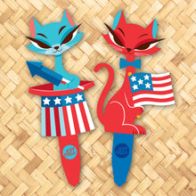 Load image into Gallery viewer, Jeff Granito's 'Independence Cats' Large Metal Yard Stake Set of TWO (2) - Pre-Order!
