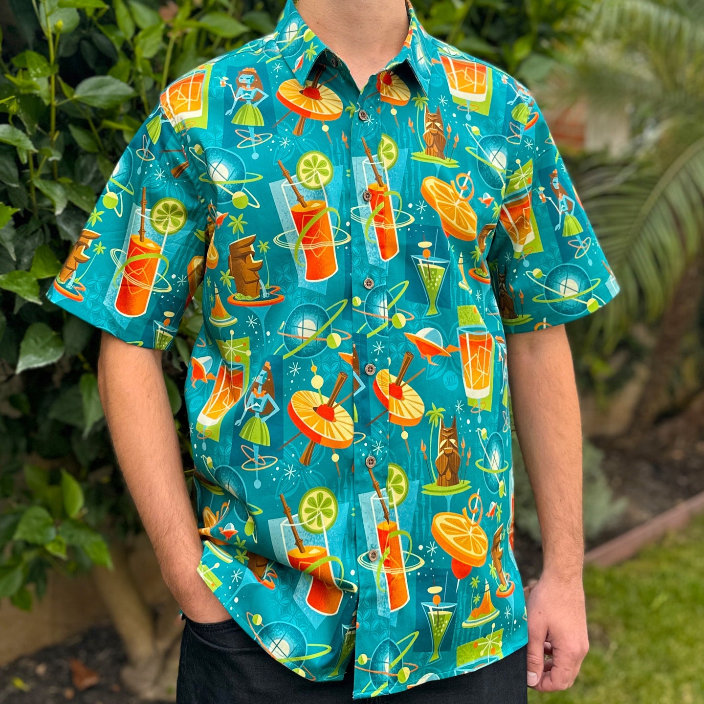 Jeff Granito's 'Cosmic Cocktails' Modern Fit with Flex Button-Up Shirt - Unisex - Ready to Ship! (FREE SHIPPING in U.S.)