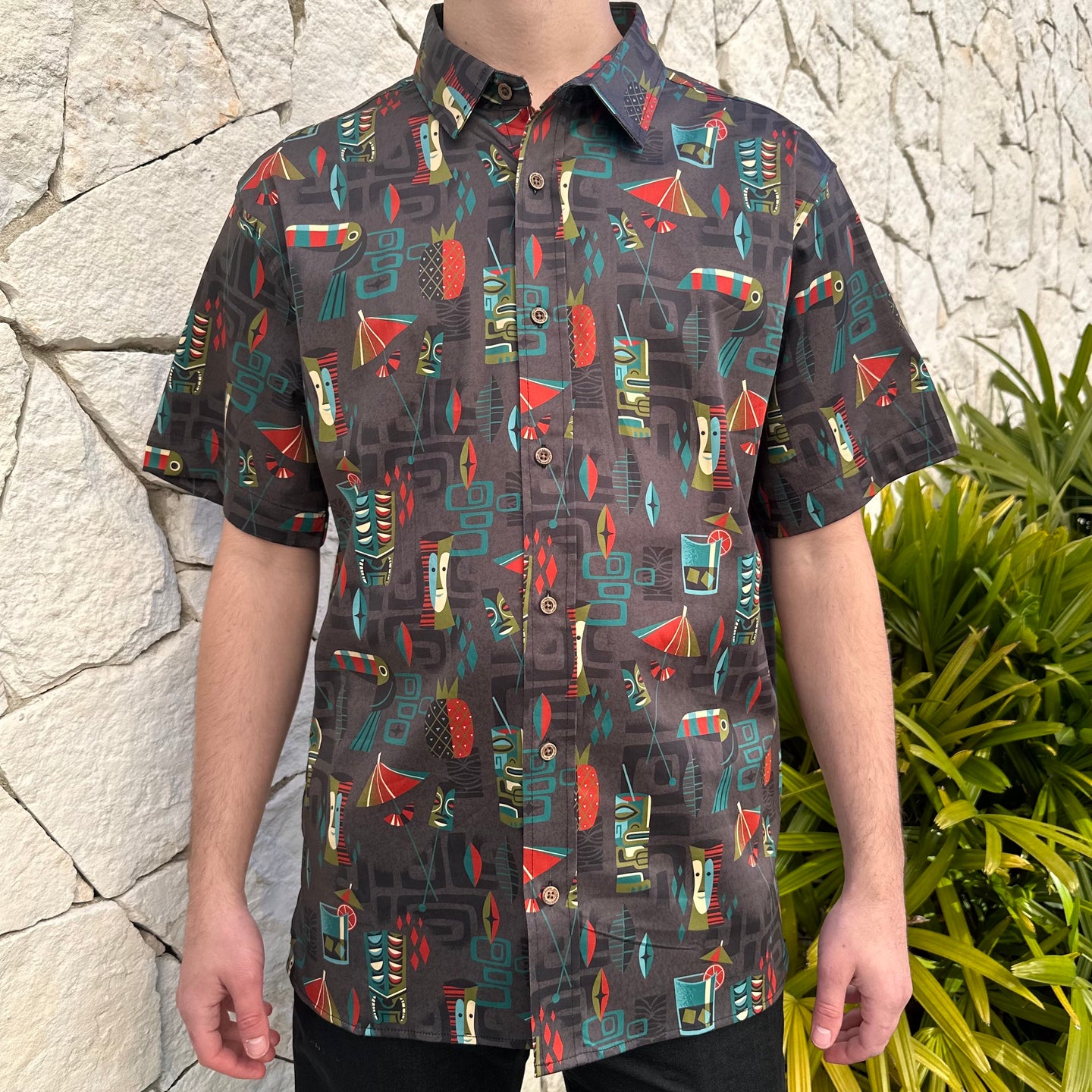 'Atomic Cocktail' Modern Fit with Flex Button-Up Shirt - Unisex