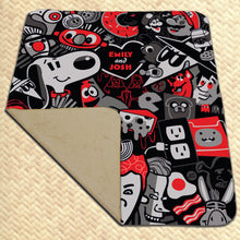 Load image into Gallery viewer, Jeff Granito&#39;s &#39;BFF&#39; (Black and White and Red All Over) Personalized Cozy Blanket - Pre-Order
