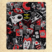 Load image into Gallery viewer, Jeff Granito&#39;s &#39;BFF&#39; (Black and White and Red All Over) Personalized Cozy Blanket - Pre-Order
