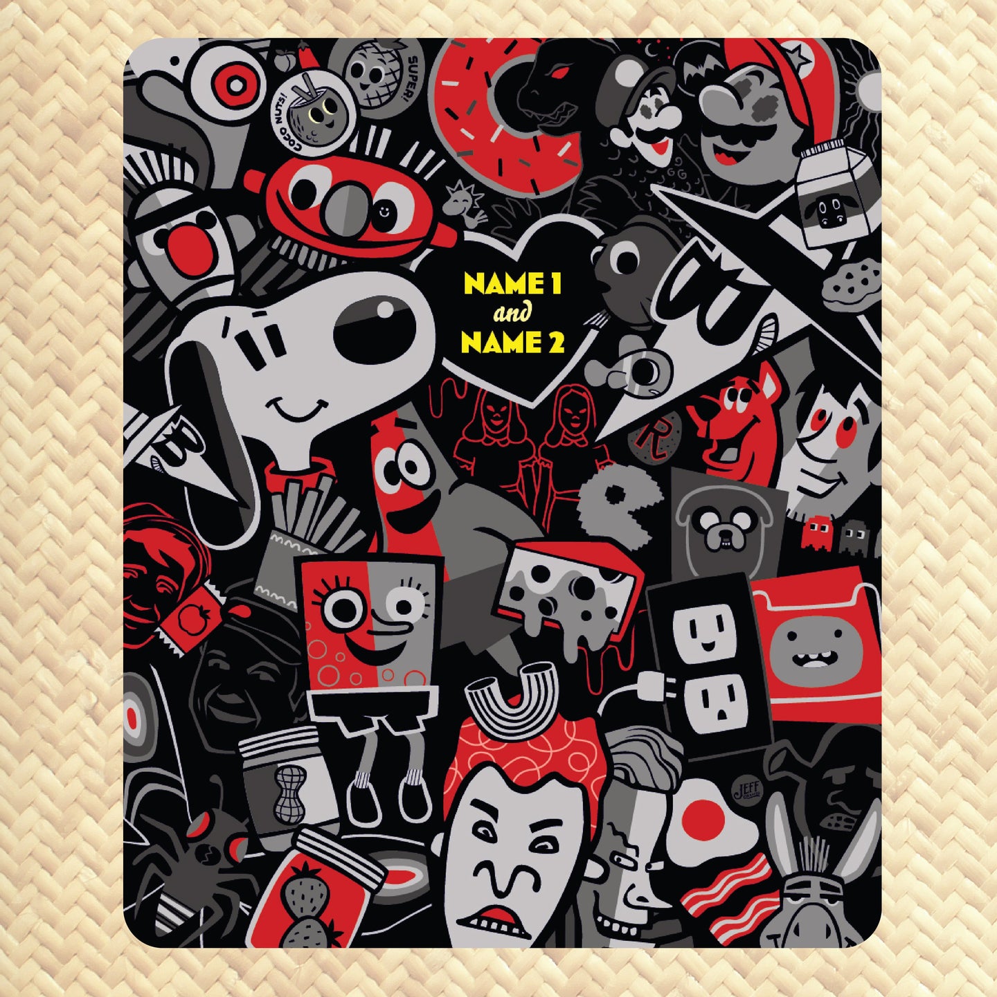 Jeff Granito's 'BFF' (Black and White and Red All Over) Personalized Cozy Blanket - Pre-Order