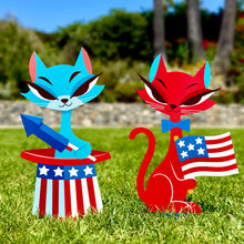 Load image into Gallery viewer, Jeff Granito's 'Independence Cats' Large Metal Yard Stake Set of TWO (2) - Pre-Order!
