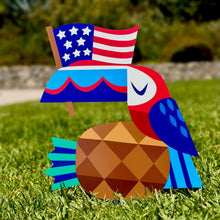 Load image into Gallery viewer, Jeff Granito's 'Star-Spangled Aloha Toucan' Metal Yard Stake - Pre-Order!
