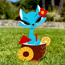 Load image into Gallery viewer, Jeff Granito's 'Cocktail Cats' Large Metal Yard Stake Set of TWO (2) - Pre-Order!
