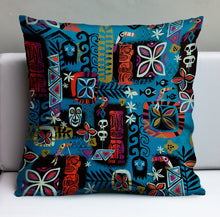 Load image into Gallery viewer, Blue Tiki Safari Pillow Cover
