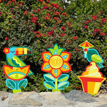 Load image into Gallery viewer, Jeff Granito's 'Aloha Spring' Metal Yard Stakes Set of THREE (3) - Pre-Order
