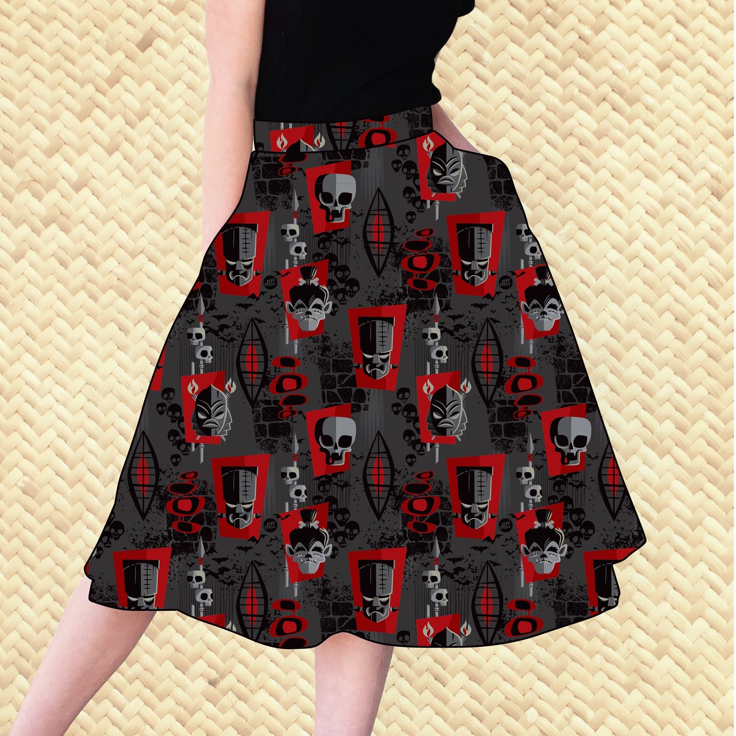 Jeff Granito's 'Monster Mashup' Aloha Skirt with Pockets - Ready to Ship!