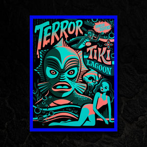 'Creature Feature' Flocked Blacklight Reactive Screened Art Print - U.S. Shipping Included!