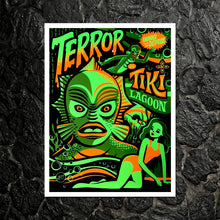 Load image into Gallery viewer, &#39;Creature Feature&#39; Flocked Blacklight Reactive Screened Art Print - U.S. Shipping Included!
