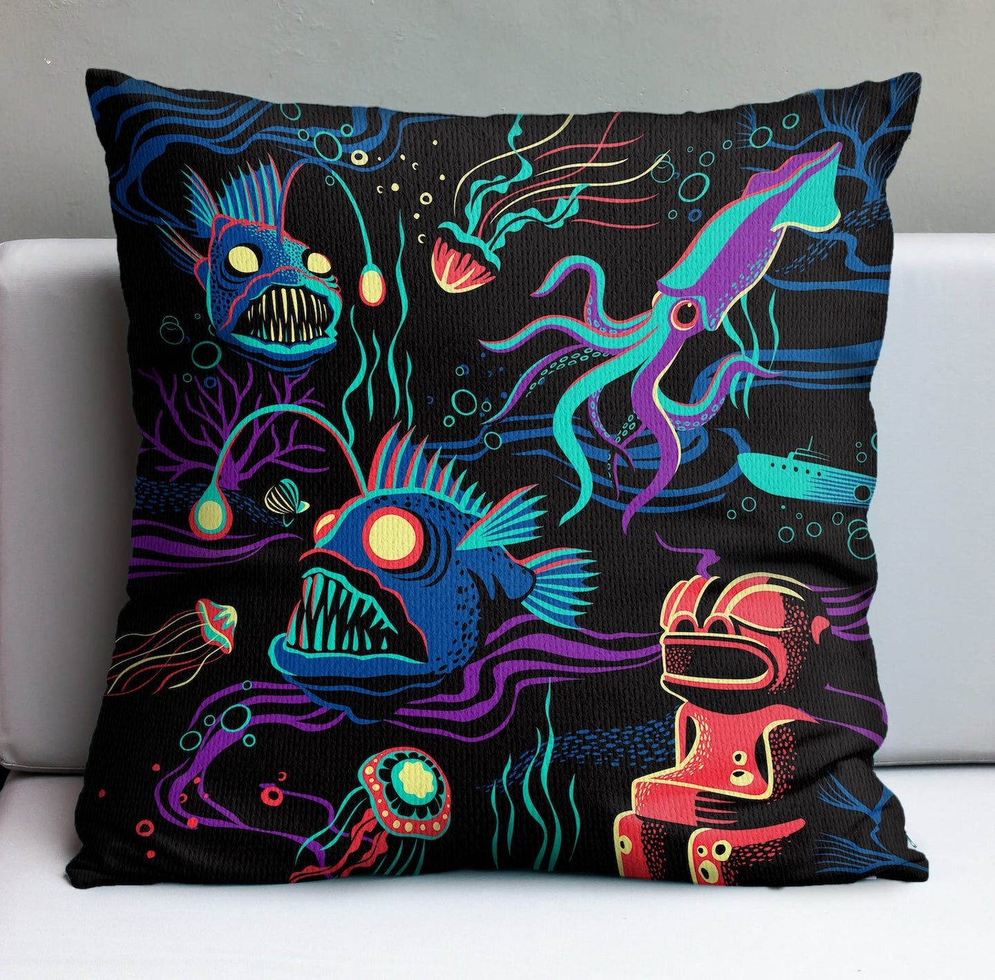 Jeff Granito's 'Dwellers of the Deep' Pillow Cover - Ready to Ship! (FREE SHIPPING in U.S.)