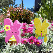 Load image into Gallery viewer, &#39;Marshmallow Bunny&#39; Metal Yard Stakes Set of TWO (2) - Pre-Order
