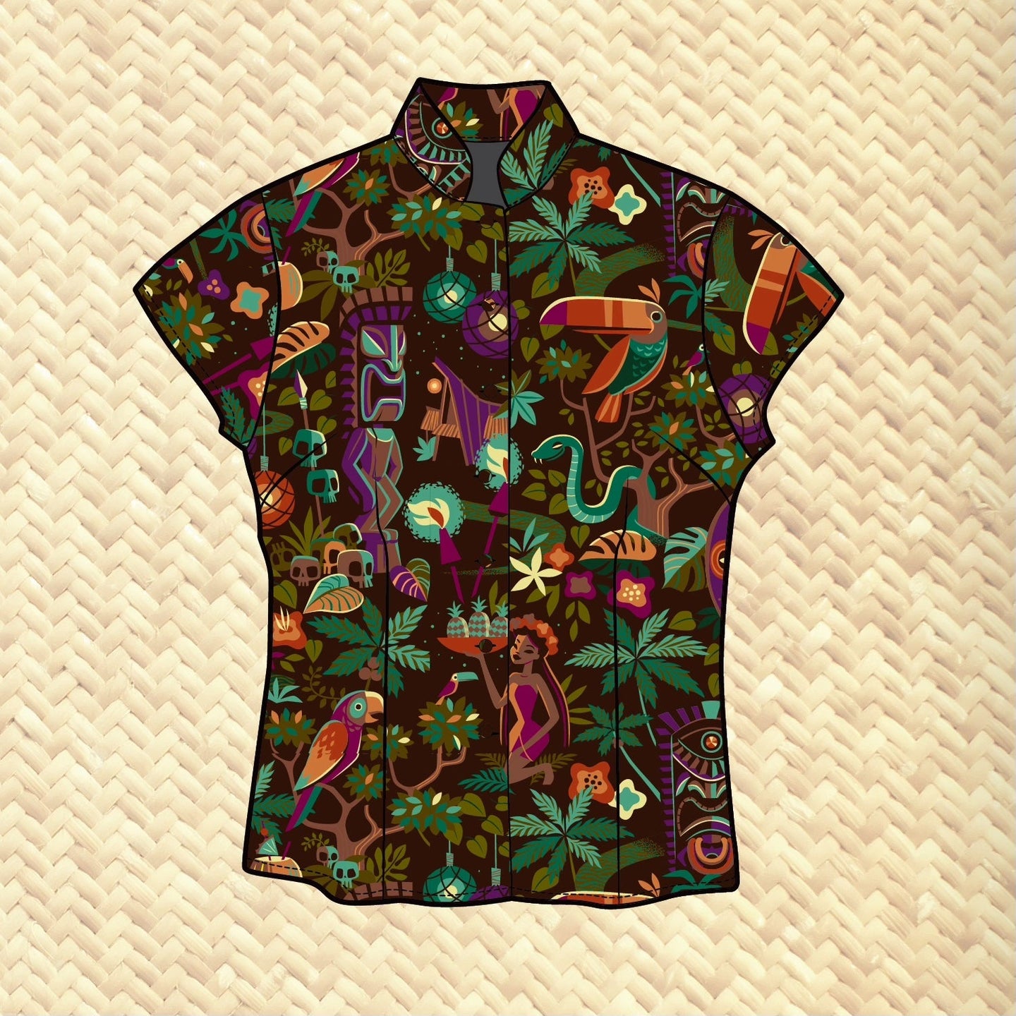 Jeff Granito's 'Forbidden Jungle' - Classic Aloha Button Up-Shirt - Womens - Ready to Ship!