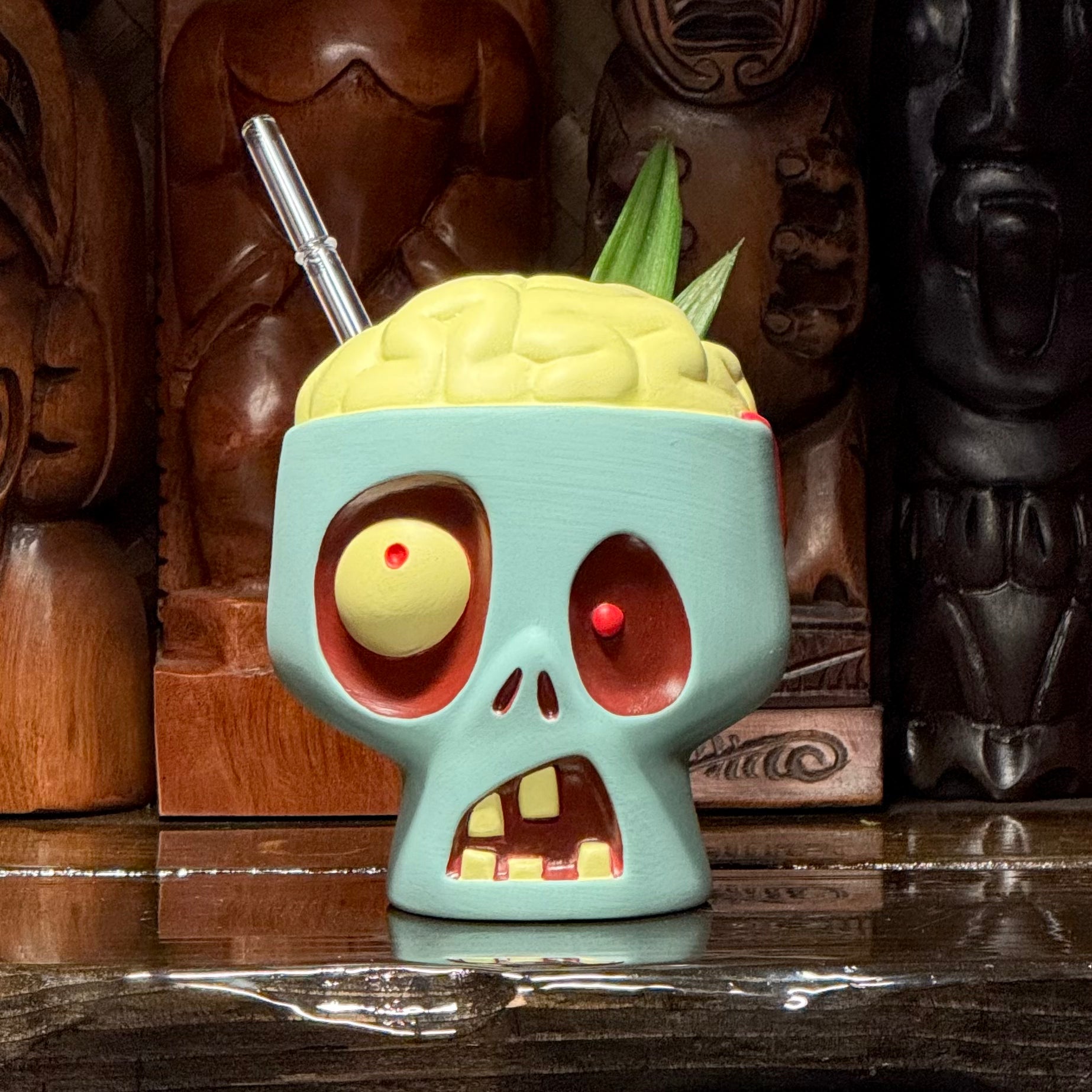 Jeff Granito's Sip for Brains (Oozy Blue) - Ceramic Zombie Tiki