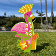 Load image into Gallery viewer, Jeff Granito's 'Spring Flamingo' Metal Yard Stake Set of TWO (2) - Pre-Order
