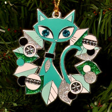 Load image into Gallery viewer, Jeff Granito&#39;s &#39;Festive Feline Wreath&#39; Holiday Ornament - Ready to Ship!
