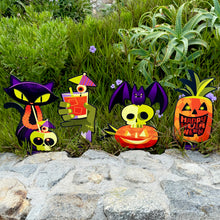 Load image into Gallery viewer, Jeff Granito's 'Happy Hulaween' Metal Yard Stakes Set of FOUR (4)
