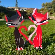 Load image into Gallery viewer, Jeff Granito's 'Liz and Desi' Love Cats Metal Yard Stake Set of TWO (2) - Pre-Order
