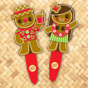 Jeff Granito's 'Gingerbread Beachcombers' Metal Yard Stakes Set of TWO (2) - Pre-Order