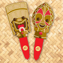 Load image into Gallery viewer, Jeff Granito's 'Gingerbread Tikis' Metal Yard Stakes Set of TWO (2)
