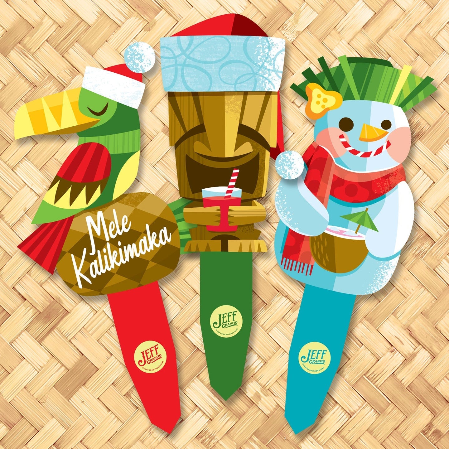 Jeff Granito's 'Island Inspirations' Metal Yard Stakes Set of THREE (3) - Pre-Order