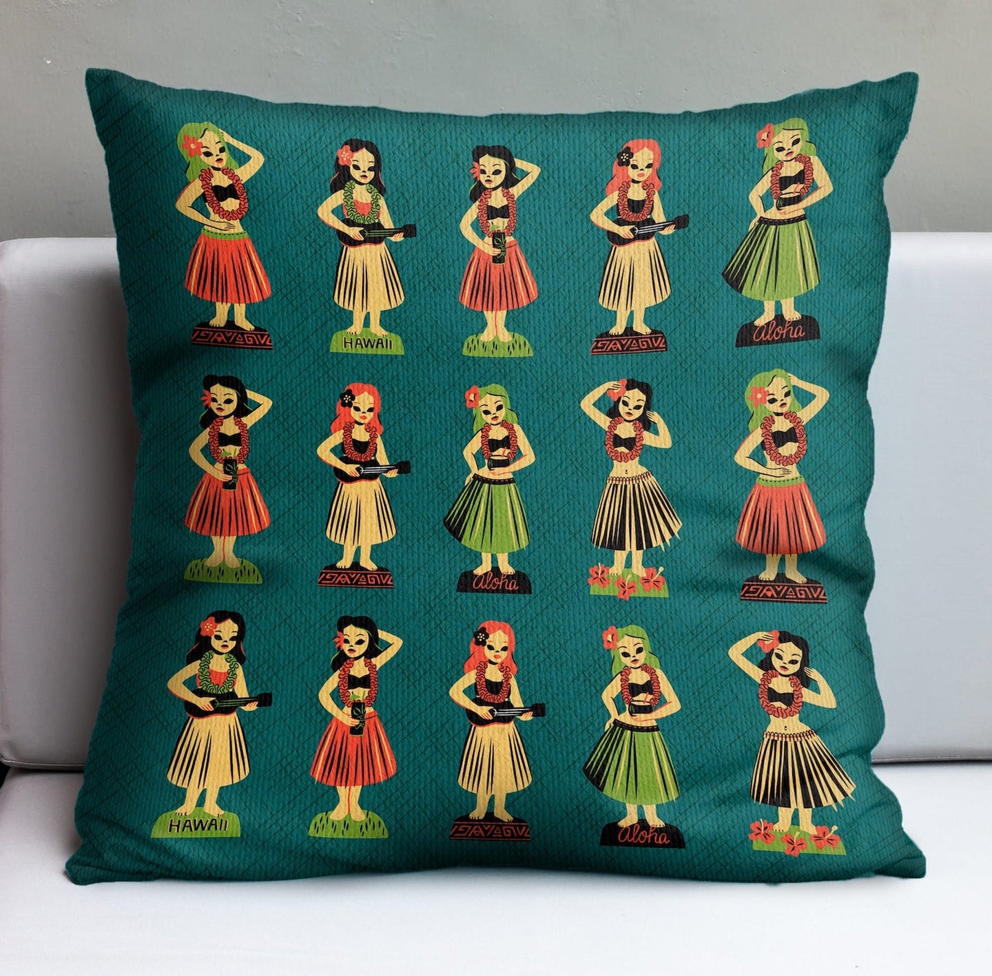 Jeff Granito's 'Hula Dolls' Pillow Cover - Ready to Ship! (FREE SHIPPING in U.S.)