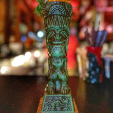 Load image into Gallery viewer, Journey to Hawaii Tiki Mug - Jungle Relic Green Limited Edition of 300, designed by Lost Tiki, Jeff Granito, Thor, and sculpted by Thor - Ready to Ship!
