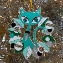 Load image into Gallery viewer, Jeff Granito&#39;s &#39;Festive Feline Wreath&#39; Holiday Ornament - Ready to Ship!
