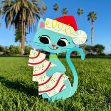 Load image into Gallery viewer, Jeff Granito’s ’Festive Cats’ Large Metal Yard Stake Set of TWO (2)
