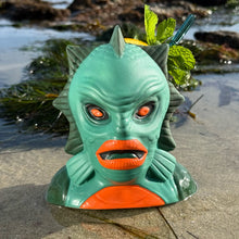 Load image into Gallery viewer, Jeff Granito&#39;s Creature Feature (Aqua Lagoon + Green Swamp) - Ceramic Tiki Mugs + Signed Art Print - Limited Edition / Limited Time Pre-Order (FREE Shipping in U.S.)
