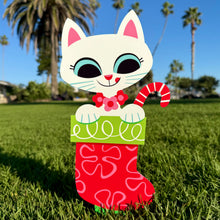 Load image into Gallery viewer, Jeff Granito’s ’Festive Cats’ Large Metal Yard Stake Set of TWO (2)
