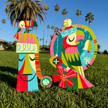 Load image into Gallery viewer, Jeff Granito’s ’Jingle Christmas’ Large Metal Yard Stake Set of TWO (2)
