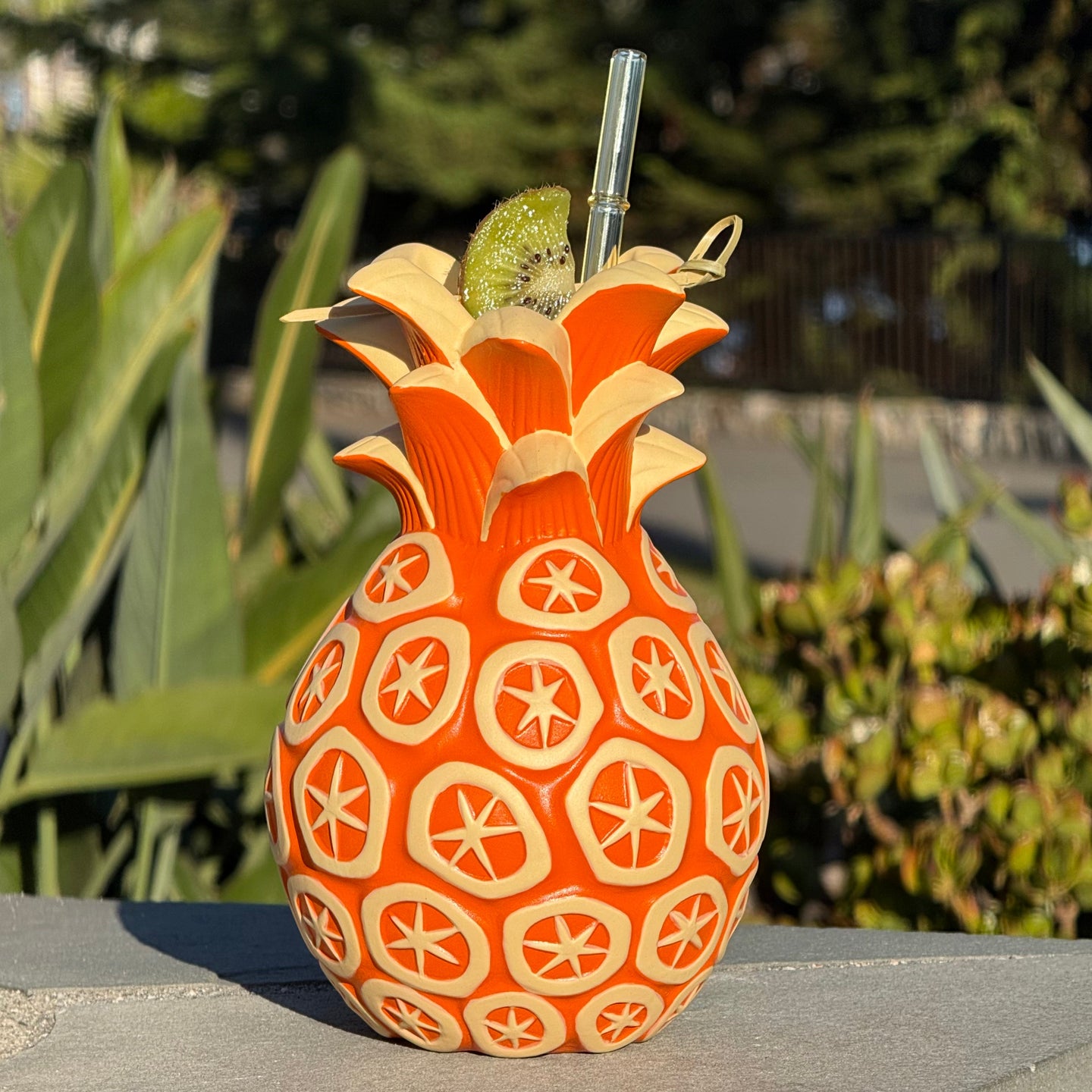 Jeff Granito's Atomic Pineapple (Papaya-orange) - Ceramic Tiki Mug - Limited Edition / Limited Time Pre-Order (FREE Shipping in U.S.)