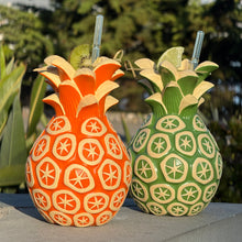 Load image into Gallery viewer, Jeff Granito&#39;s Atomic Pineapple (Papaya-orange + Palm-green) - Ceramic Tiki Mugs - Limited Edition / Limited Time Pre-Order (FREE Shipping in U.S.)
