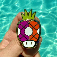 Load image into Gallery viewer, Jeff Granito&#39;s &#39;Pineapple Power-Up - Purple&#39; Enamel Pin - Ready to Ship!
