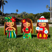 Load image into Gallery viewer, Jeff Granito&#39;s &#39;Hula Holidays&#39; Metal Yard Stakes Set of Three (3) - Pre-Order
