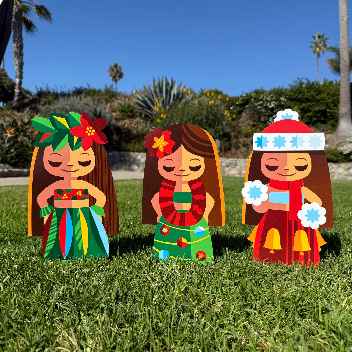 Jeff Granito's 'Hula Holidays' Metal Yard Stakes Set of Three (3) - Pre-Order