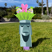Load image into Gallery viewer, Jeff Granito's 'Egg Hunt Moais' Metal Yard Stake Set of TWO (2) - Pre-Order

