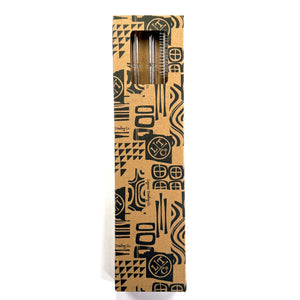 'Clear' Glass Bamboo Straw Set of Two (2) - Ready to Ship!