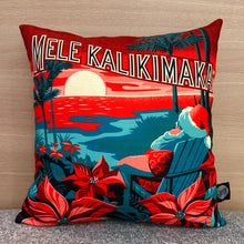 Load image into Gallery viewer, Jeff Granito&#39;s &#39;Mele Kalikimaka Sunset&#39; Pillow Cover - Ready to Ship! (FREE SHIPPING in U.S.)
