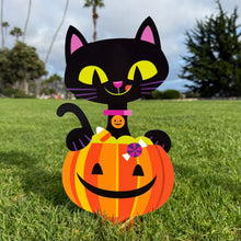 Load image into Gallery viewer, Jeff Granito’s ’Not-So-Scary Black Cats’ Large Metal Yard Stake Set of TWO (2)
