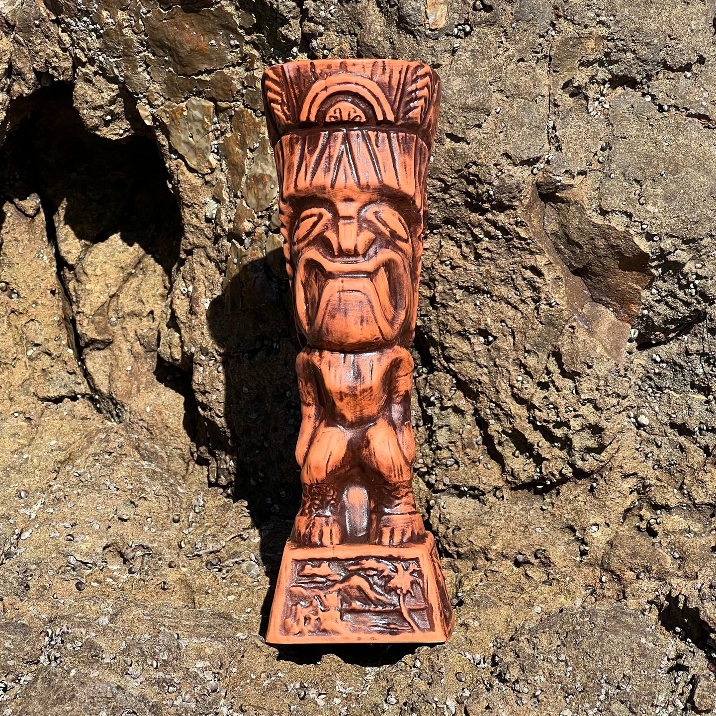 Journey to Hawaii Tiki Mug - Lava Orange Limited Edition of 300, designed by Lost Tiki, Jeff Granito, Thor, and sculpted by Thor - Ready to Ship!