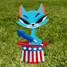 Load image into Gallery viewer, Jeff Granito's 'Independence Cats' Large Metal Yard Stake Set of TWO (2) - Pre-Order!
