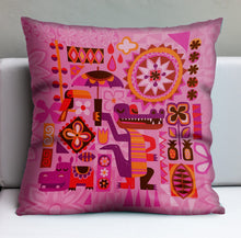 Load image into Gallery viewer, Jeff Granito&#39;s &#39;It&#39;s A Tiki World&#39; Pillow Cover - Ready to Ship! (FREE SHIPPING in U.S.)
