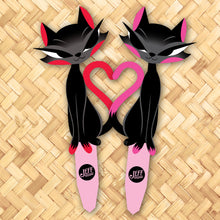 Load image into Gallery viewer, Jeff Granito's 'Liz and Eddie' Love Cats Metal Yard Stake Set of TWO (2) - Pre-Order
