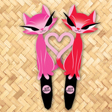Load image into Gallery viewer, Jeff Granito's 'Lucy and Desi' Love Cats Metal Yard Stake Set of TWO (2) - Pre-Order
