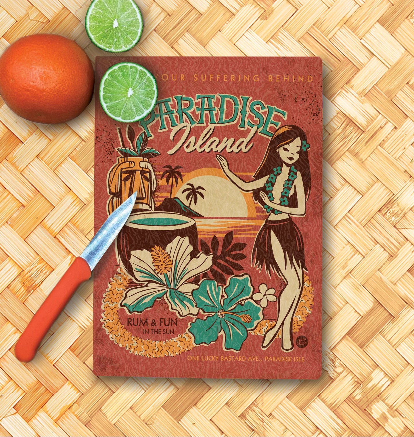 Jeff Granito's 'Paradise Island' Glass Cutting Board - Rolling Pre-Order / Ready to Ship!