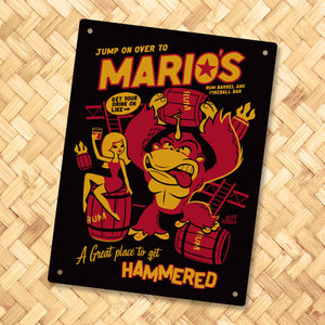 Mario's Rum Barrel Bar Metal Sign