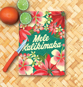 Jeff Granito's 'Floral Mele Kalikimaka' Glass Cutting Board - Rolling Pre-Order / Ready to Ship!